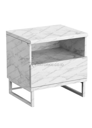 Nakas modern NK MARBLE dengan motif marmer elegan untuk kamar tidur – Tersedia di Kantorku
