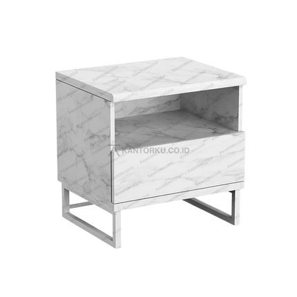 Nakas modern NK MARBLE dengan motif marmer elegan untuk kamar tidur – Tersedia di Kantorku