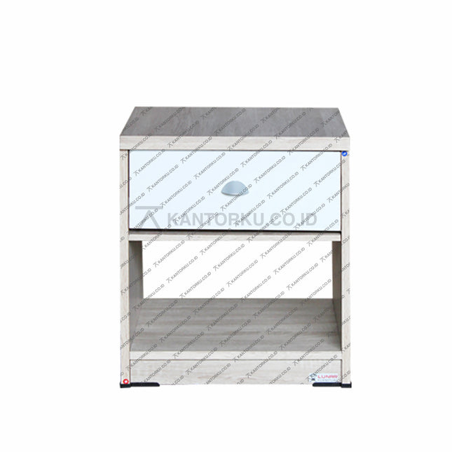 Meja samping ranjang LUNAR NK501 Oak desain minimalis – KANTORKU