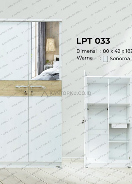 Lemari pakaian sliding dengan dua pintu  dari kantorkudotcodotid