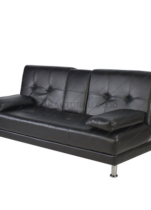 Sofabed Modena elegan dengan separator tengah multifungsi dan rangka kayu mahogani — kantorku.co.id