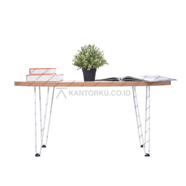Meja Dachi Olive minimalis dengan rangka besi kokoh – Kantorku