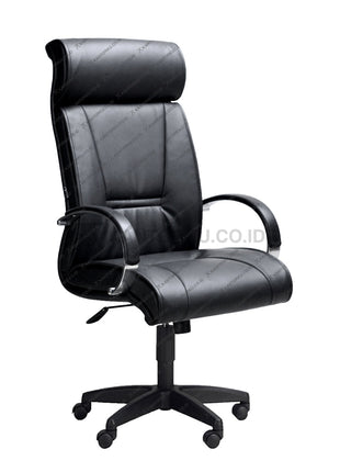 Savello Onyx kursi direktur bergaya modern dengan sandaran ergonomis dan tampilan mewah untuk kenyamanan kerja di Kantorku.