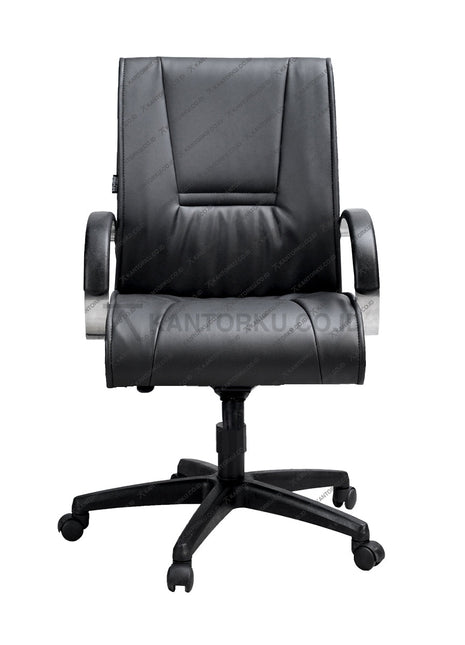 Kursi kerja Savello Onyx LC dengan armrest empuk berlapis oscar dan mekanisme HDT kuat, menciptakan kenyamanan maksimal di kantorku.co.id.