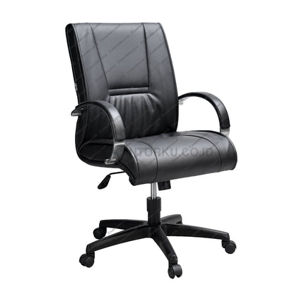 Kursi Manager Savello Onyx L dengan sandaran tinggi dan kaki aluminium kokoh, menghadirkan kemewahan serta kenyamanan kerja di Kantorku.
