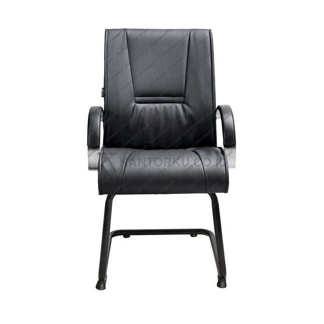 Savello kursi hadap bergaya modern dengan sandaran tangan dan rangka chrome elegan, memberikan kenyamanan saat rapat di Kantorku.