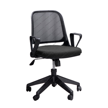 Kursi Staff Savello Optus GTO dengan sandaran tangan lipat dan sandaran jaring ergonomis untuk kenyamanan kerja maksimal di Kantorku.