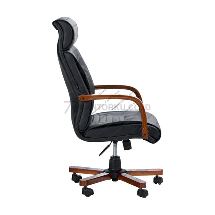 Savello Platinum H kursi direktur elegan dengan kayu mahoni berkualitas dan mekanisme tilting control untuk kenyamanan kerja di Kantorku.