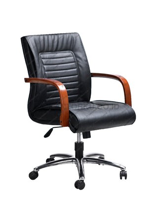 Kursi kantor Savello Platinum LA bergaya klasik mewah dengan finishing kayu natural dan fitur hidrolik presisi di kantorku.co.id.