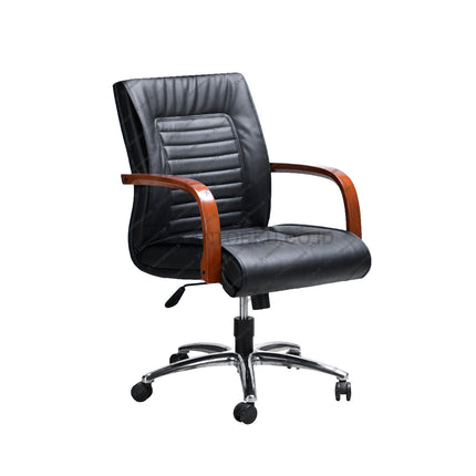 Kursi kantor Savello Platinum LA bergaya klasik mewah dengan finishing kayu natural dan fitur hidrolik presisi di kantorku.co.id.