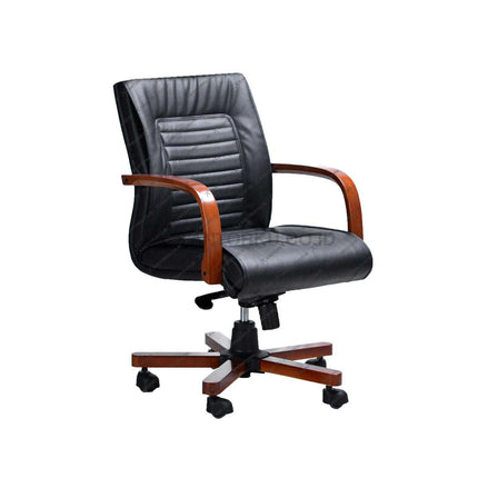 Kursi kantor Savello Platinum LC bergaya klasik dengan rangka kayu solid dan mekanisme HDT ergonomis di kantorku.co.id.