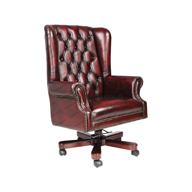 Kursi direktur Ponzio high-back kulit asli bergaya klasik elegan dari Kantorku