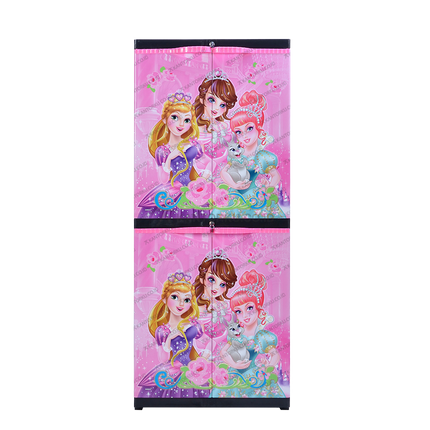 Sinbak Lemari Plastik Rak 4 Susun Motif Princess warna cerah desain 2in1 - Tersedia di Kantorku.co.id