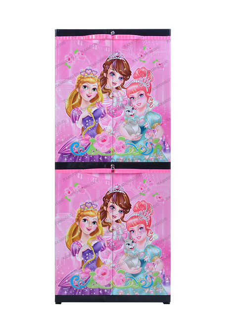 Sinbak Lemari Plastik Rak 4 Susun Motif Princess warna cerah desain 2in1 - Tersedia di Kantorku.co.id