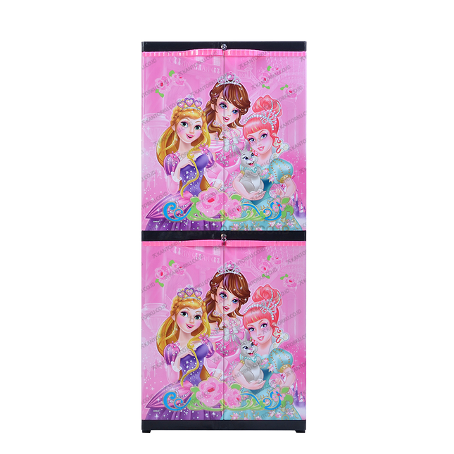 Sinbak Lemari Plastik Rak 4 Susun Motif Princess warna cerah desain 2in1 - Tersedia di Kantorku.co.id