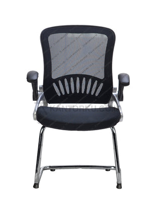 Kursi Hadap Savello Radiant VA dengan kaki cantilever chrome elegan, desain ergonomis, dan tampilan modern untuk ruang rapat profesional di Kantorku.