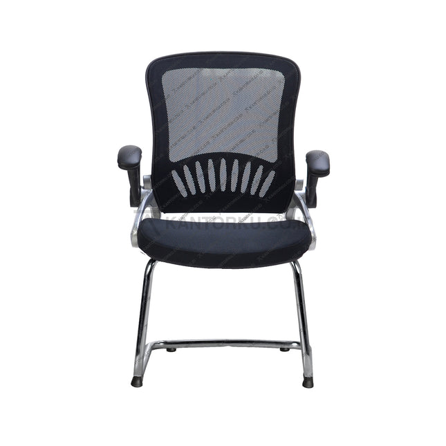 Kursi Hadap Savello Radiant VA dengan kaki cantilever chrome elegan, desain ergonomis, dan tampilan modern untuk ruang rapat profesional di Kantorku.