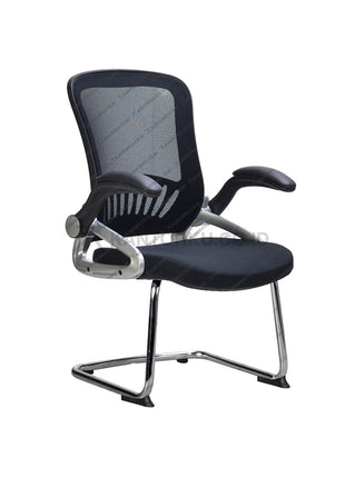Kursi kerja Savello Radiant VA bergaya kontemporer dengan struktur chrome kuat dan desain ergonomis untuk kenyamanan rapat di kantorku.co.id.