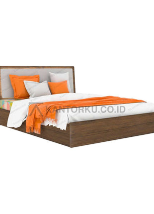Ranjang ganda Expo desain minimalis modern kombinasi kayu dan kain – Kantorku