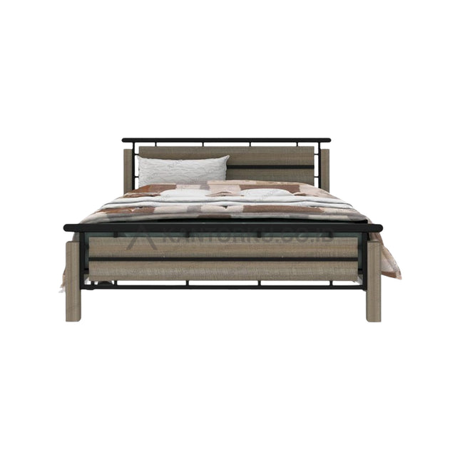 Ranjang ganda EXPO DB-3122 gaya industrial minimalis kombinasi kayu dan besi – Kantorku