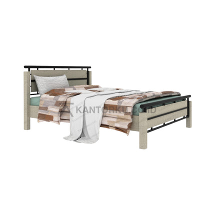 Ranjang modern EXPO kombinasi kayu MDF dan besi hitam – Kantorku.co.id