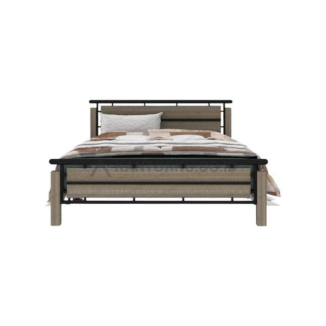 Ranjang ganda EXPO finishing kayu natural dan rangka logam kokoh – Kantorku