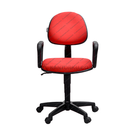 Kursi Staf Savello ergonomis dengan fitur gaslift, synchro mechanism, dan kaki nylon kokoh untuk kenyamanan serta produktivitas optimal di Kantorku.