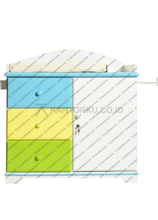 Baby Tafel Kayu Blockteak Multifungsi dengan Rak dan Laci – Kantorku