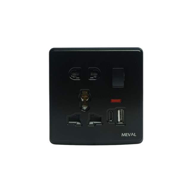 Stop Kontak MEVAL NYX SO5 BUA Hitam Doff