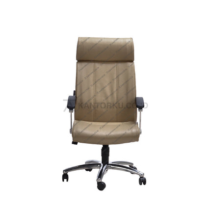 Kursi kantor Savello premium dengan desain elegan, finishing gloss modern, dan pengaturan tinggi fleksibel di kantorku.co.id.