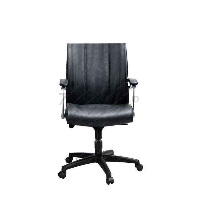 Kursi Manager Savello dengan desain elegan, sandaran Polyurethane berfinishing gloss, dan fitur gaslift ergonomis di Kantorku.