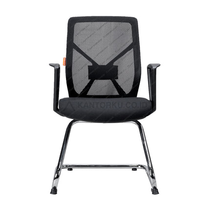 Kursi hadap Ecos SBM 9905 A dengan kaki U chrome, sandaran lengan, dan desain ergonomis