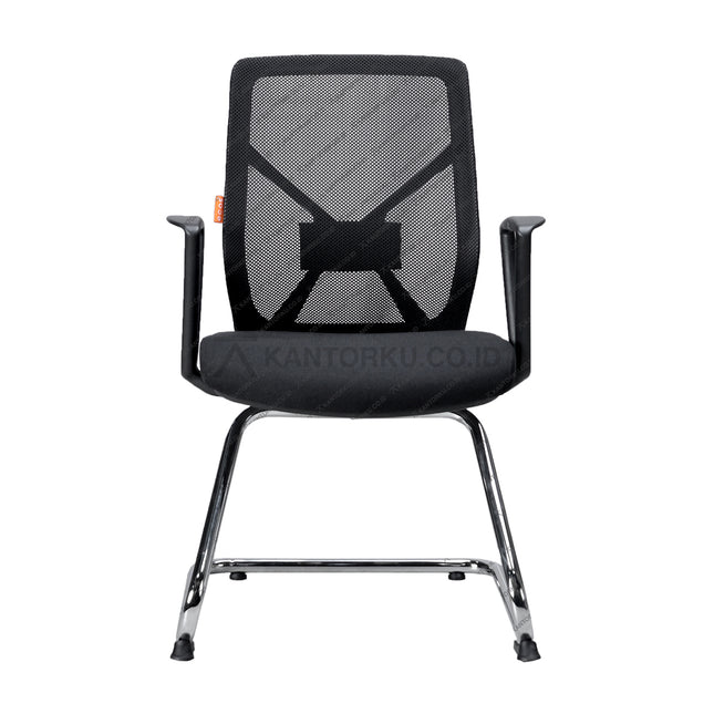 Kursi hadap Ecos SBM 9905 A dengan kaki U chrome, sandaran lengan, dan desain ergonomis