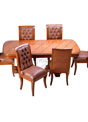Meja Makan dan Kursi Kayu Selina Megah Desain Klasik Elegan – Kantorku
