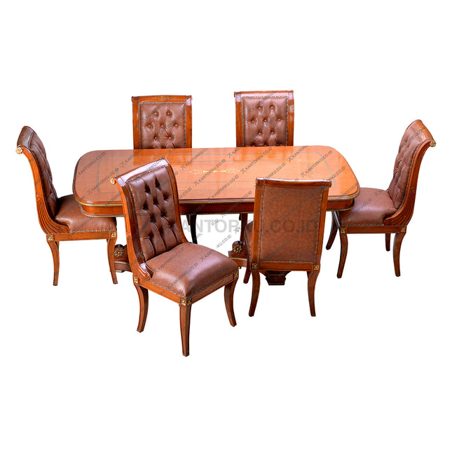 Meja Makan dan Kursi Kayu Selina Megah Desain Klasik Elegan – Kantorku