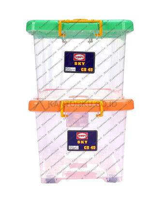 Shinpo SIP 111 SKY Box Container 45 Liter dengan roda untuk penyimpanan serbaguna rumah dan kantor – tersedia di KANTORKU.