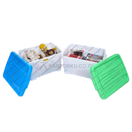 Box container Shinpo 113 SKY 60 liter bahan plastik kuat dan awet, dilengkapi roda untuk kemudahan pemindahan – KANTORKU.CO.ID.