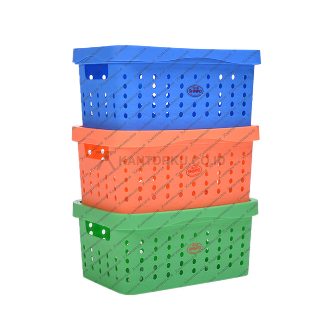 Keranjang plastik serbaguna Shinpo SIP 256 untuk penyimpanan sayuran, buah, dan perlengkapan rumah tangga – tahan lama dan ringan dari KANTORKU.