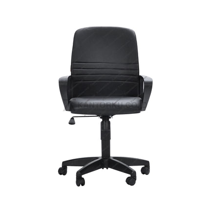 Kursi kerja profesional warna hitam dengan sandaran ergonomis dan tuas pengatur