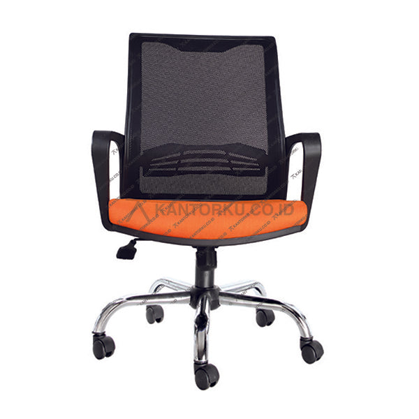 Kursi kantor berdesain minimalis sandaran jaring dengan kaki aluminium dan roda desain modern Minimalis