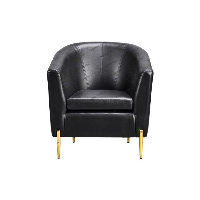 Sofa Erika Lux 1 Seater Harold kulit sintetis hitam elegan – kantorku