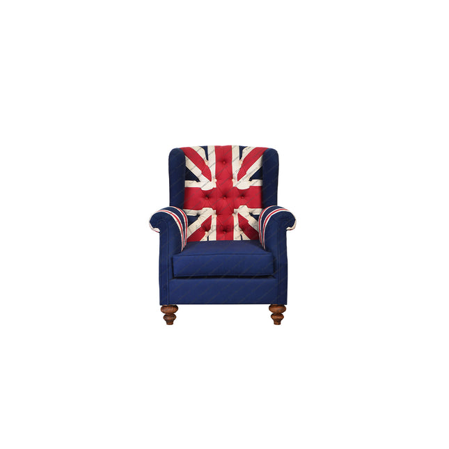 Kursi Vintage Union Jack by OLIV dengan motif bendera Inggris klasik elegan — kantorku
