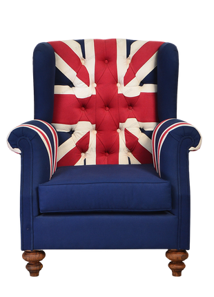 kursi vintage union jack jakarta desain retro unik ruang tamu Tersedia di Kantorku
