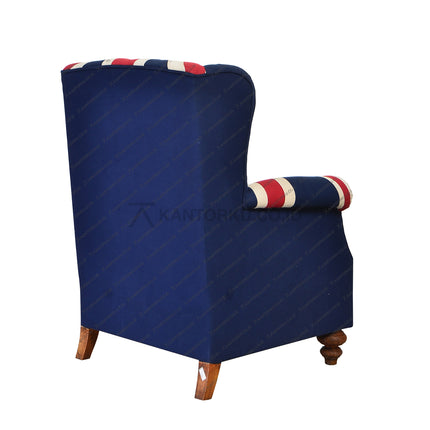 Kursi OLIV Union Jack motif ikonik memberikan nuansa retro dan berkarakter — kantorkudotcodotid