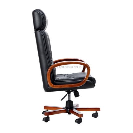 Kursi direktur Savello Soliter H dengan sandaran lengan kayu premium