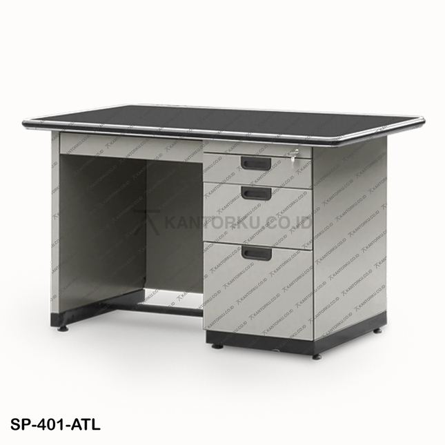 Alba Metal SP 401, meja kantor minimalis berbahan besi dengan finishing powder coating, koleksi KANTORKU.CO.ID.