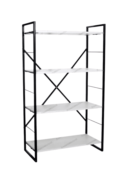 Rak besi Grey Rack M empat tingkat bergaya industrial – Kantorku