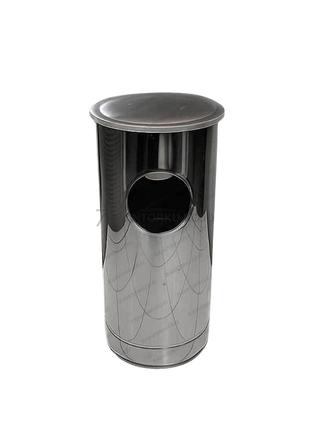 Tempat sampah bulat dua lubang stainless dengan tutup cembung – kantorku