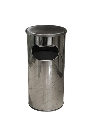 Tempat sampah dua lubang oval stainless dengan tutup cembung – kantorku
