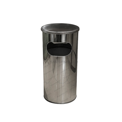 Tempat sampah dua lubang oval stainless dengan tutup cembung – kantorku